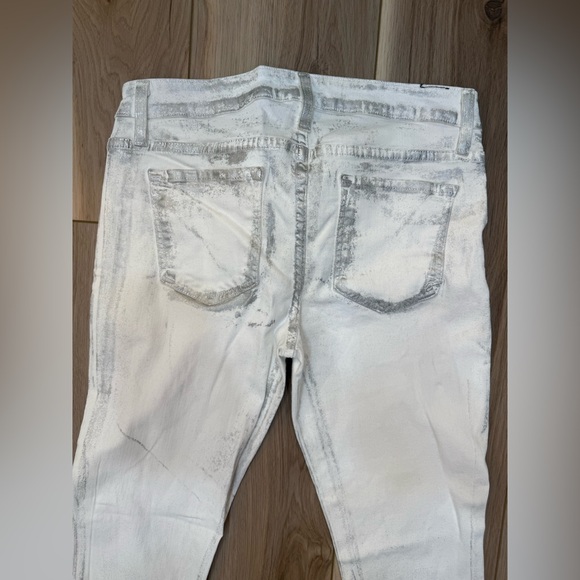 Women's White/Silver Metallic Jeans - Picture 5 of 5